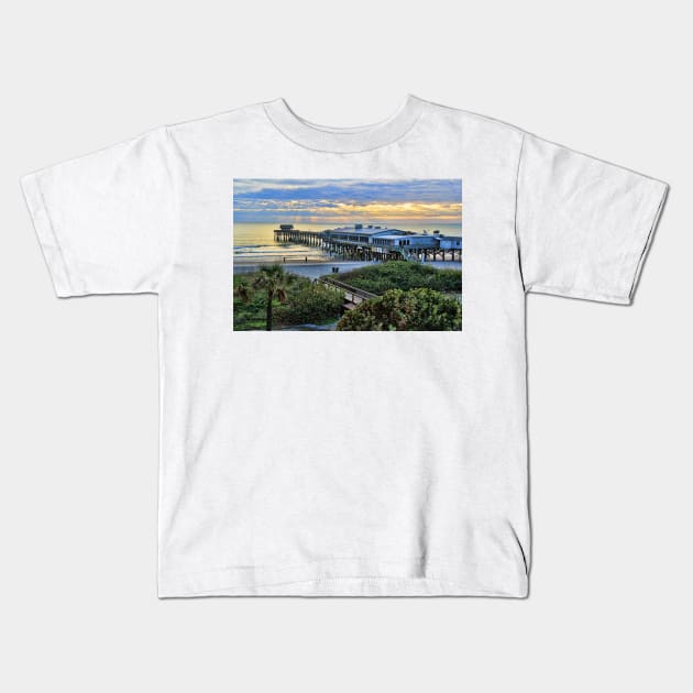 Cocoa Beach Pier Kids T-Shirt by tgass